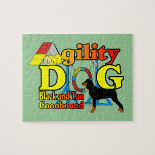 Black and Tan Coonhound Agility Jigsaw Puzzle