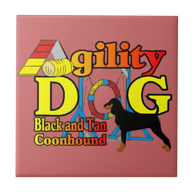 Black and Tan Coonhound Agility Tile (Front)