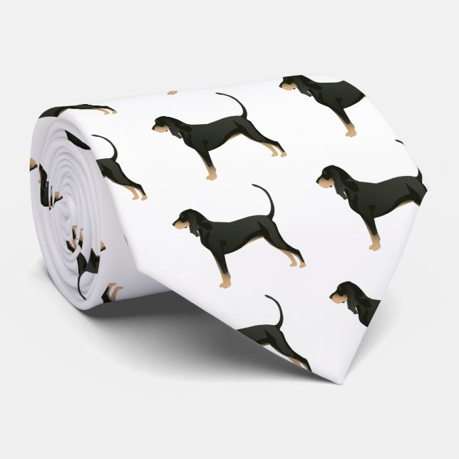 Black and Tan Coonhound Basic Breed Customisable Tie (Rolled)