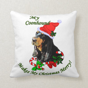 Black and Tan Coonhound Christmas Cushion
