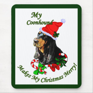 Black and Tan Coonhound Christmas Gifts Mouse Mat