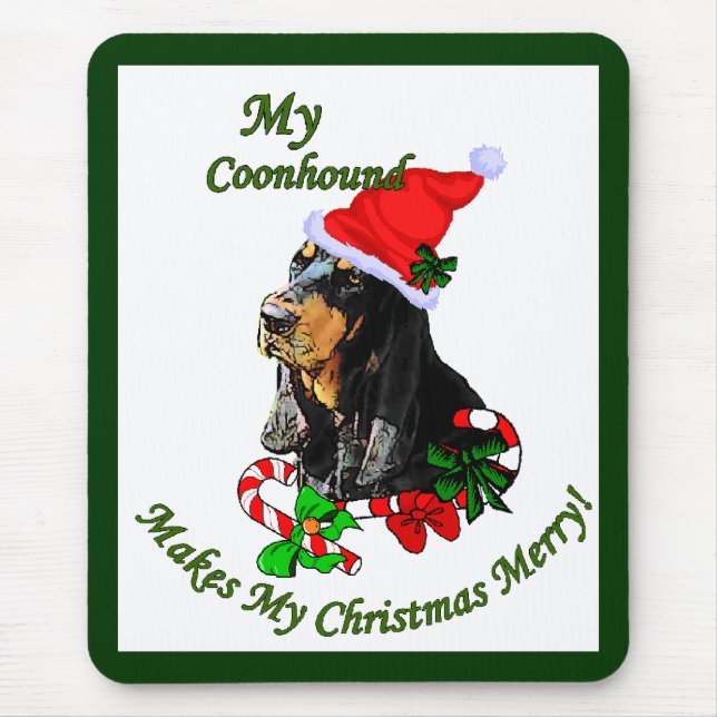Black and Tan Coonhound Christmas Gifts Mouse Mat (Front)