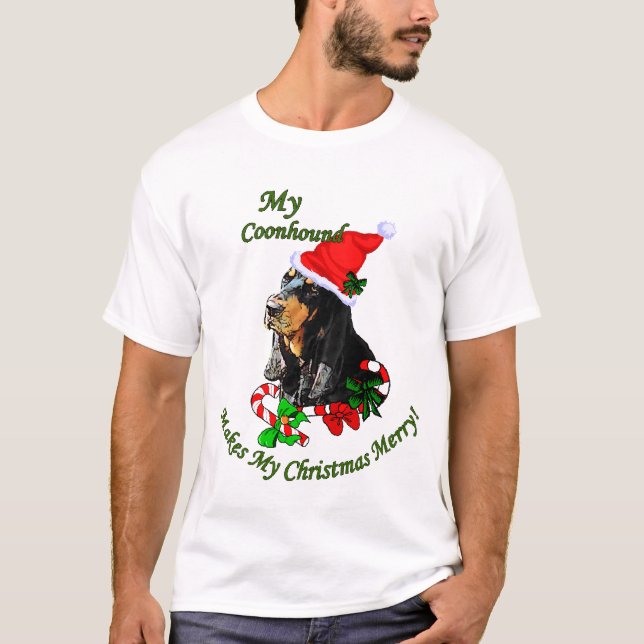 Black and Tan Coonhound Christmas Gifts T-Shirt (Front)