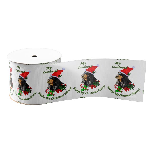Black and Tan Coonhound Christmas Grosgrain Ribbon (Spool)