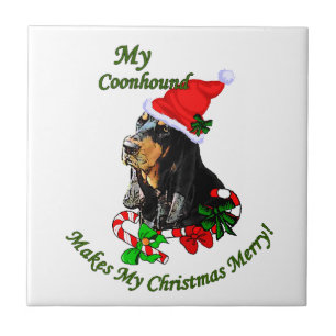 Black and Tan Coonhound Christmas Tile