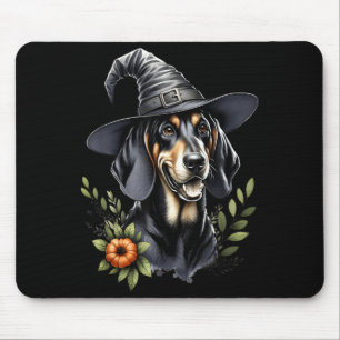 Black And Tan Coonhound Dog Halloween Watercolor Mouse Mat