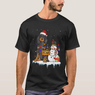Black And Tan Coonhound Dog Wearing Christmas Hat T-Shirt