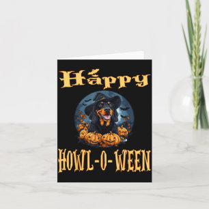 Black And Tan Coonhound Dog Whitch Hat Halloween Card