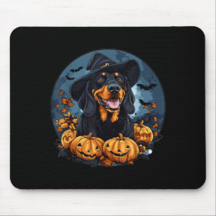 Black And Tan Coonhound Dog Whitch Hat Halloween Mouse Mat