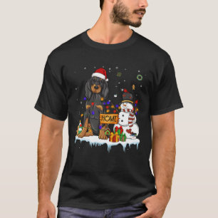 Black And Tan Coonhound Dog With Santa Hat Christm T-Shirt