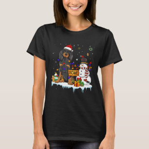 Black And Tan Coonhound Dog With Santa Hat Christm T-Shirt