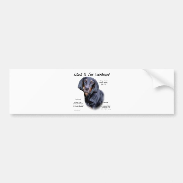 Black and Tan Coonhound History  Bumper Sticker (Front)