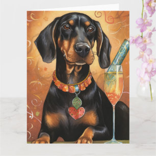 Black and Tan Coonhound  New Year  Card