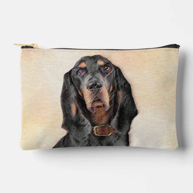 Black and Tan Coonhound Painting Original Dog Art Accessory Pouch (Front)