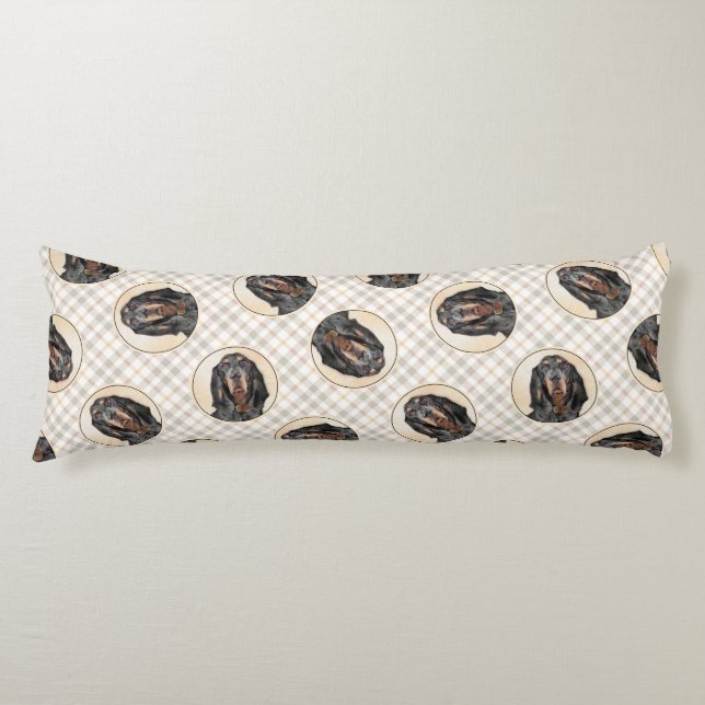 Black and Tan Coonhound Painting Original Dog Art Body Cushion (Front)