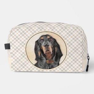Black and Tan Coonhound Painting Original Dog Art Dopp Kit