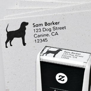 Black and Tan Coonhound Silhouette Return Address Self-inking Stamp