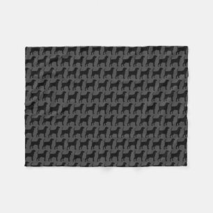 Black and Tan Coonhound Silhouettes Pattern Grey Fleece Blanket