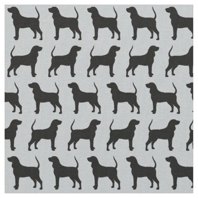 Black and Tan Coonhound Silhouettes Patterned Fabric (Close Up)