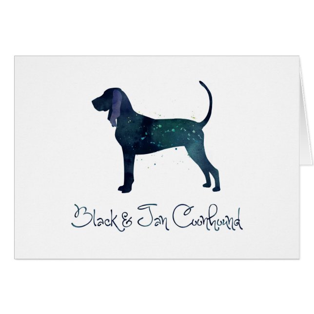 Black and Tan Coonhound Watercolor Silhouette (Front Horizontal)