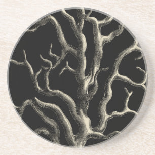 Black and Tan Coral Coaster