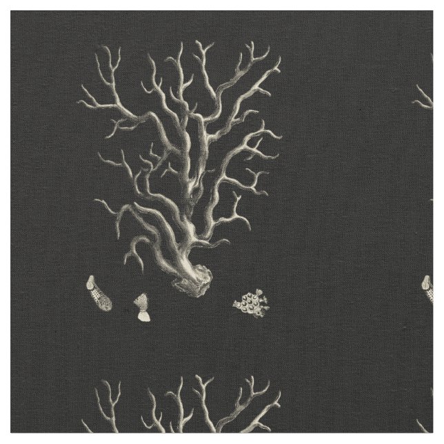 Black and Tan Coral Fabric (Close Up)