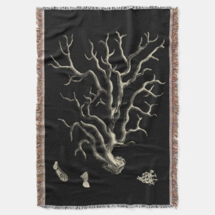 Black and Tan Coral Throw Blanket