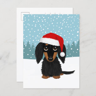 Black and Tan Dachshund Christmas Pet Dog Custom Postcard