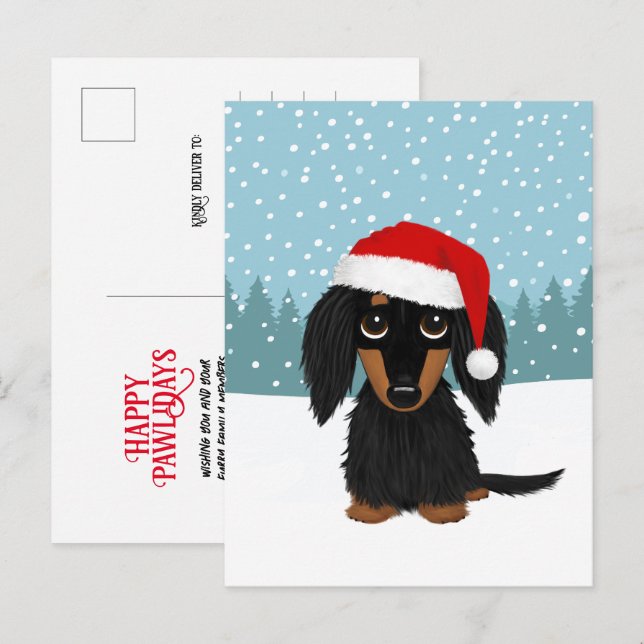 Black and Tan Dachshund Christmas Pet Dog Custom Postcard (Front/Back)