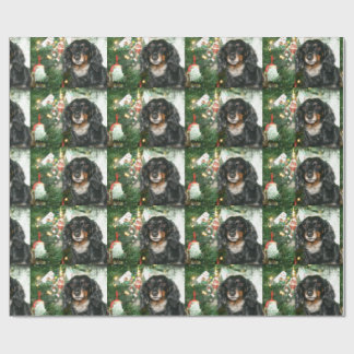 Black and tan Dachshund Christmas Wrapping Paper