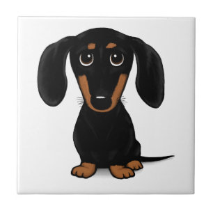 Black and Tan Dachshund Cute Weiner Dog Tile