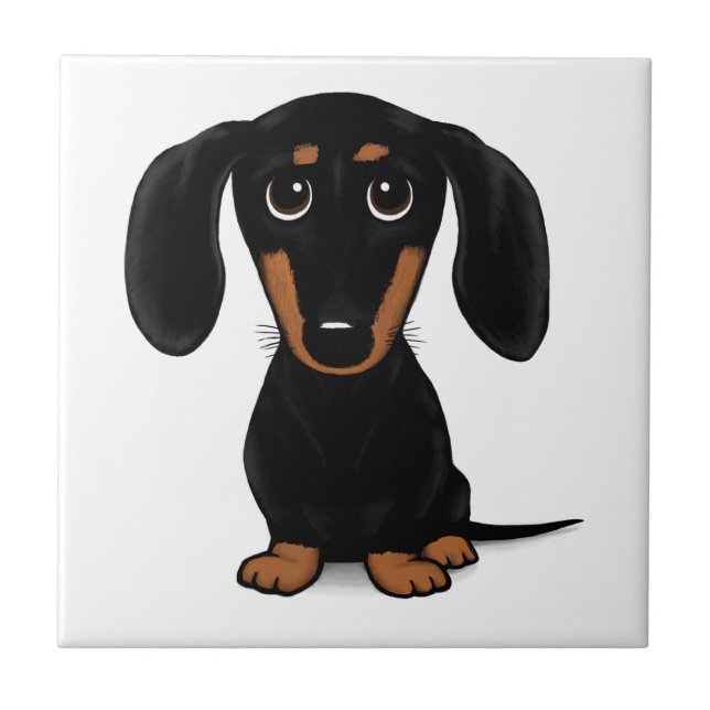 Black and Tan Dachshund Cute Weiner Dog Tile (Front)