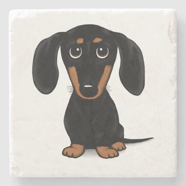 Black and Tan Dachshund Cute Wiener Dog Stone Coaster (Front)