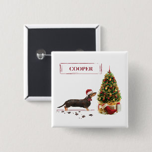 Black and Tan Dachshund Funny Christmas Dog 15 Cm Square Badge