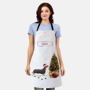 Black and Tan Dachshund Funny Christmas Dog Apron