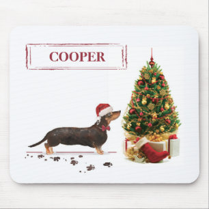 Black and Tan Dachshund Funny Christmas Dog Mouse Mat