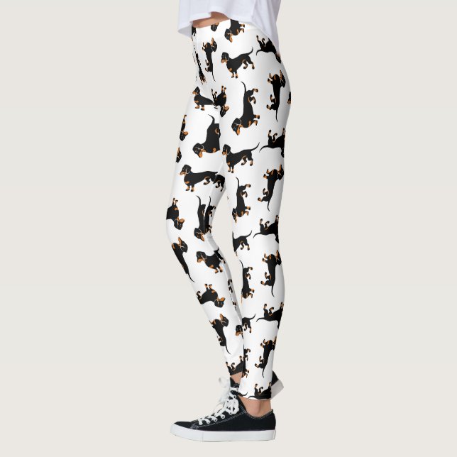 Black and Tan Dachshund Pattern Leggings (Left)