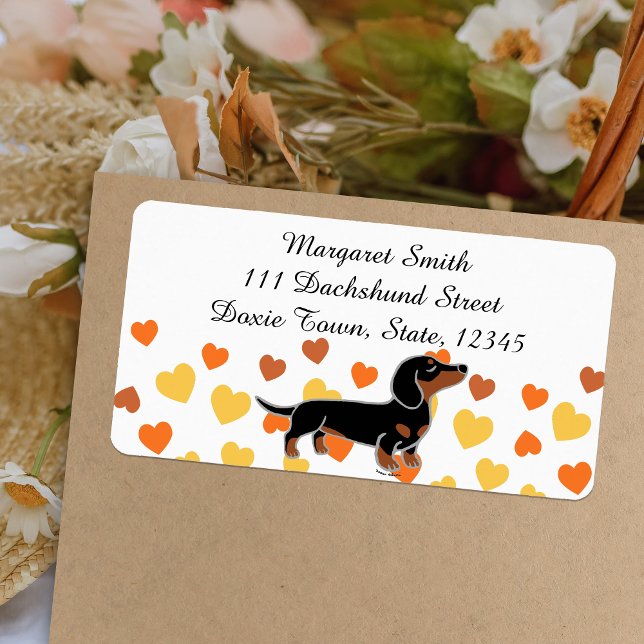 Black and Tan Dachshund Posing Label (Black and Tan Dachshund Posing Return Address Label featuring Cheeky Dachshund.  Cartoon Design.)