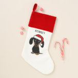 Black and Tan Dachshund Santa Cute Dog Custom Christmas Stocking<br><div class="desc">Adorable Black and Tan Coloured Dachshund Christmas Stocking. A funny holiday stocking for wiener dogs and weenie dog lovers.</div>