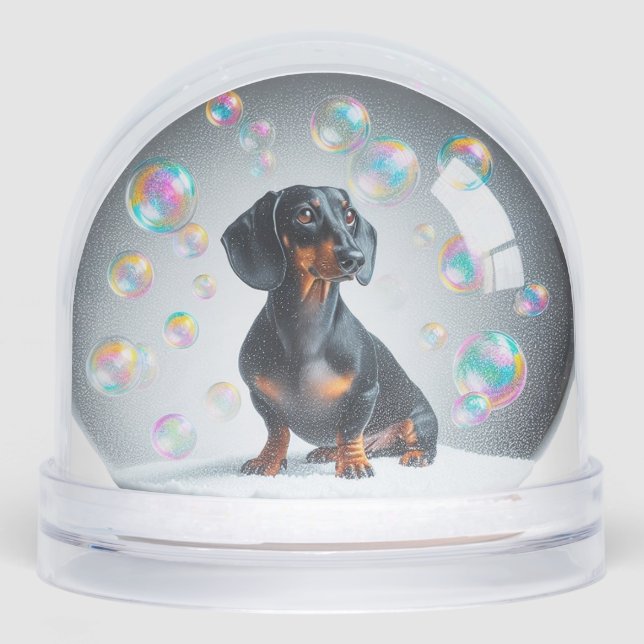 BLACK AND TAN DACHSHUND SNOW GLOBE (Front)