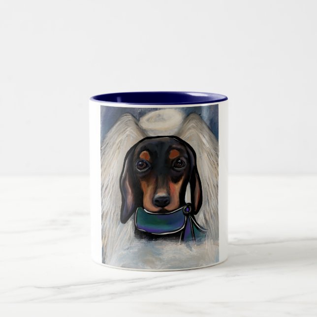 Black and Tan Dachshund Two-Tone Coffee Mug (Center)