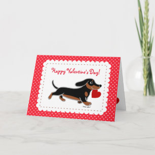 Black and Tan Dachshund Valentine Cartoon Holiday Card