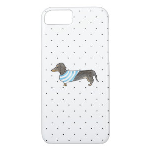 Black and Tan Dachshund - Watercolor & Polka Dots iPhone 8/7 Case
