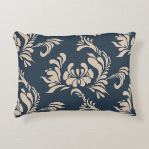 Black and Tan Damask Accent Pillow