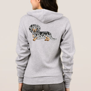 Black And Tan Dapple Cute Long Hair Dachshund Dog Hoodie