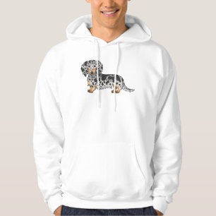 Black And Tan Dapple Cute Long Hair Dachshund Dog Hoodie
