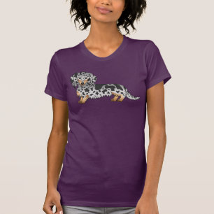 Black And Tan Dapple Cute Long Hair Dachshund Dog T-Shirt