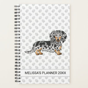 Black And Tan Dapple Long Hair Dachshund & Text Planner