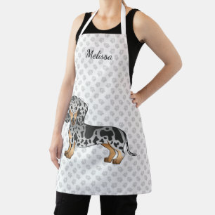 Black And Tan Dapple Short Hair Dachshund & Name Apron