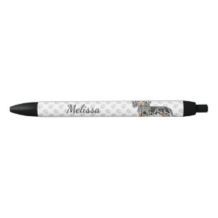 Black And Tan Dapple Short Hair Dachshund & Name Ink Pen